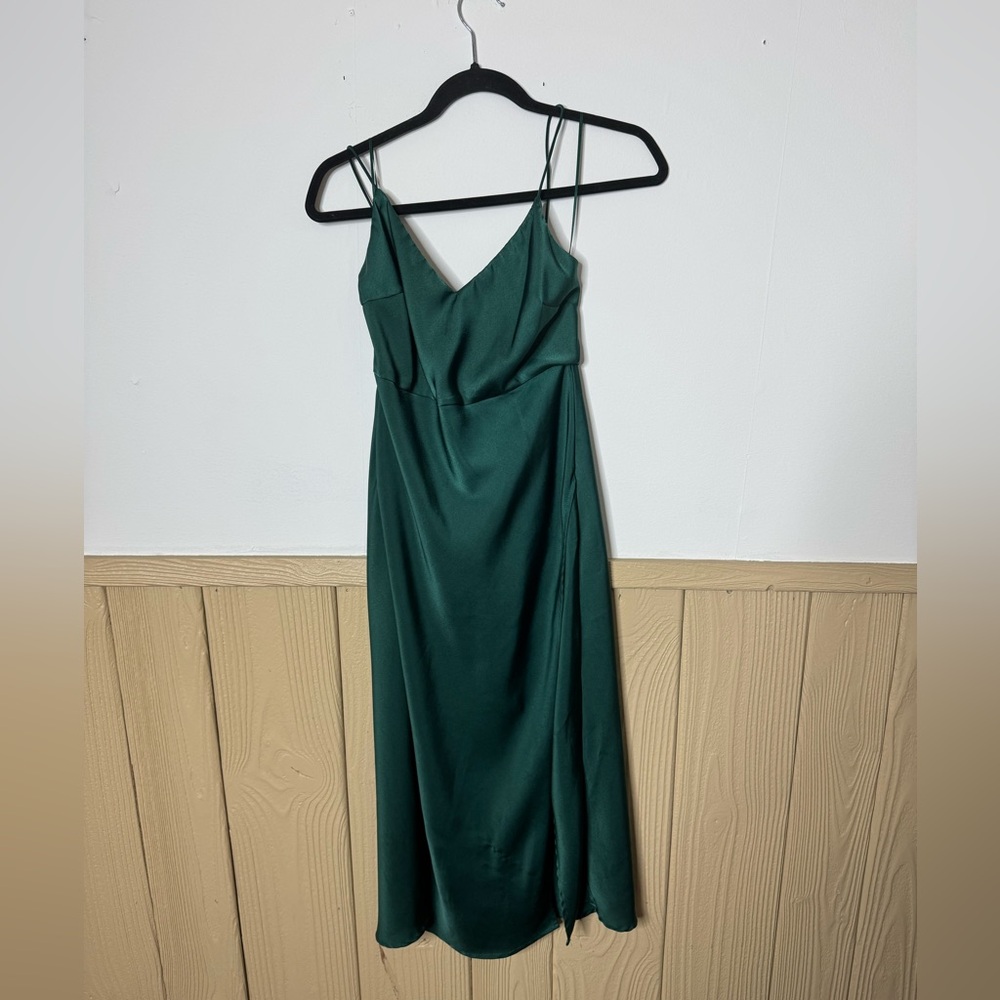 Hello Molly Green Satin Midi Dress